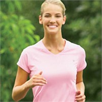 Champion Ladies' Double Dry Textured V-Neck T-Shirt